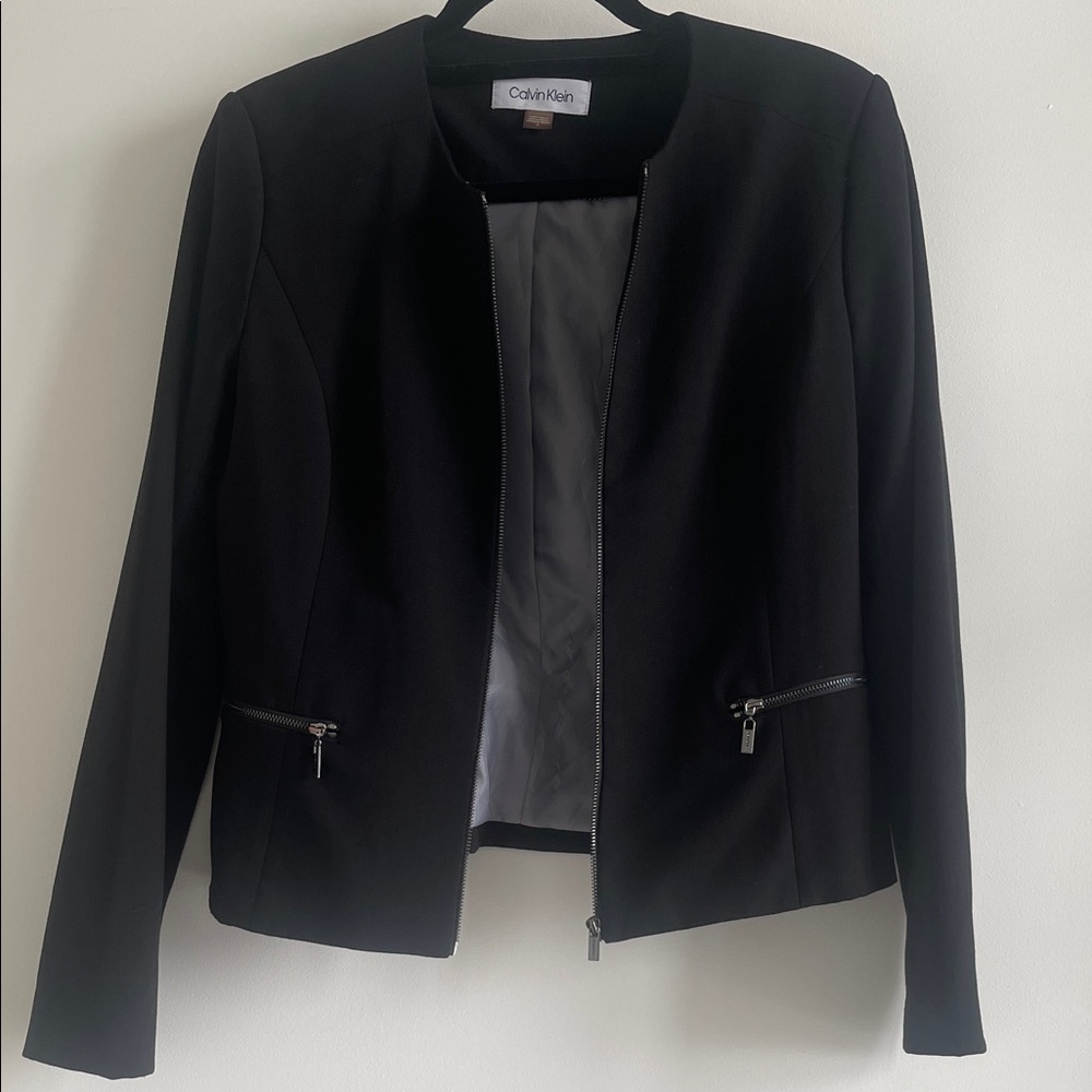 Calvin Klein Classic Black Collarless Blazer